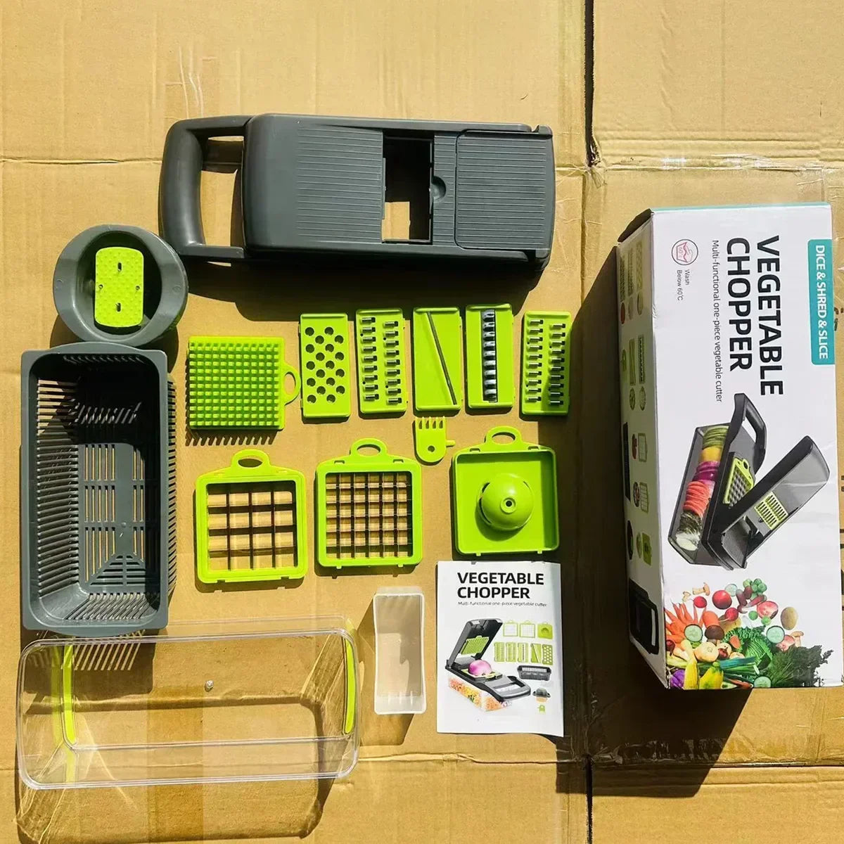 Cortador de Legumes 14 em 1 com 8 Lâminas