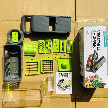 Cortador de Legumes 14 em 1 com 8 Lâminas
