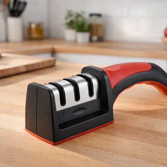 Afiador de Facas Profissional com 3 Estágios e Base Emborrachada