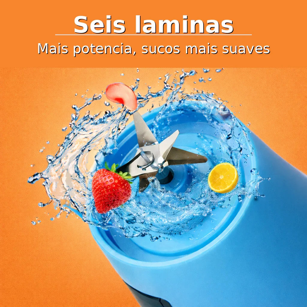 Mini Liquidificador Portátil com 6 Lâminas